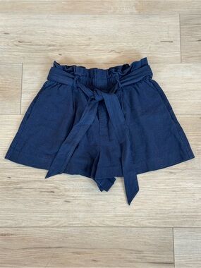 Zara Navy Paperbag Tie-Waist Shorts